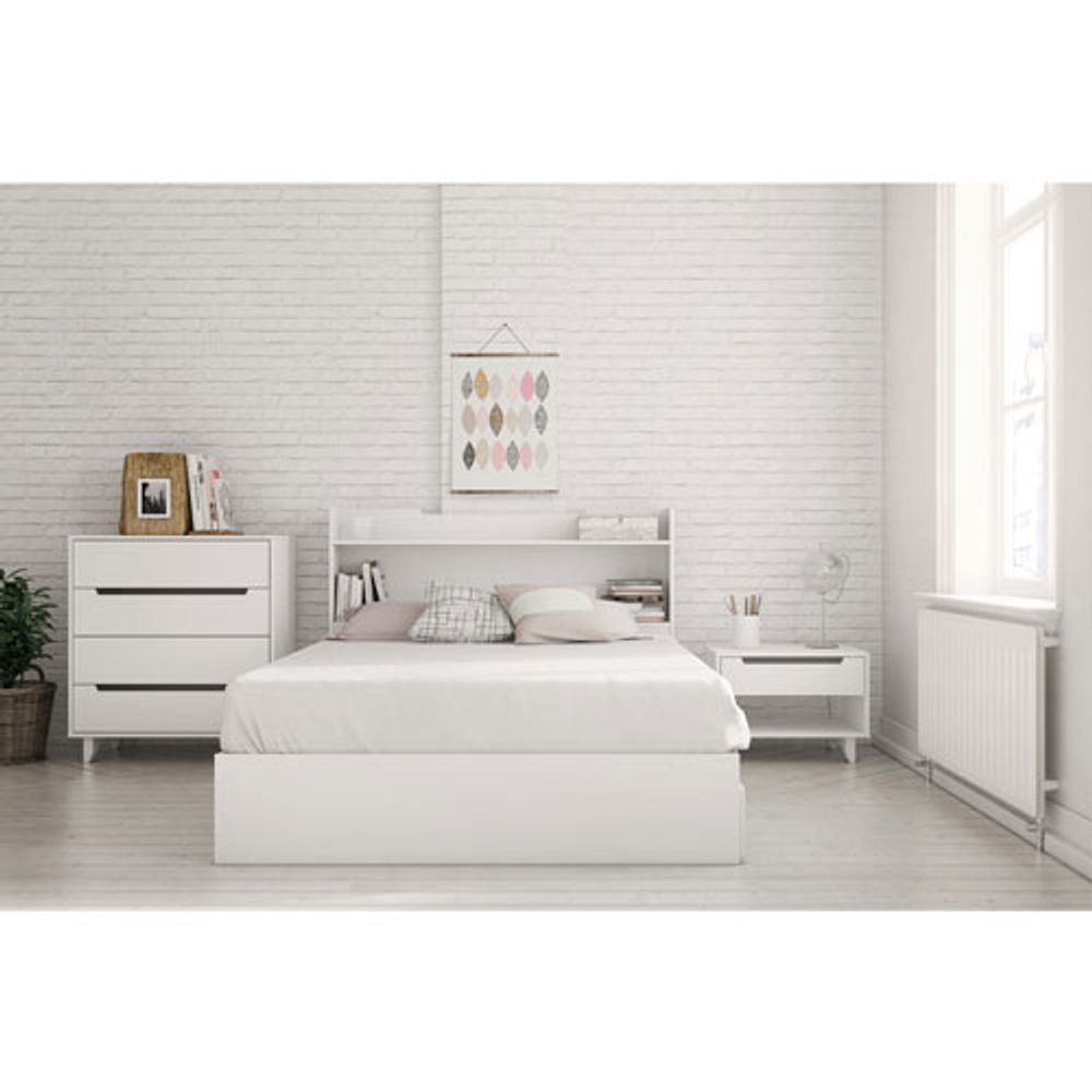 Nexera Contemporary Bookcase Headboard - Double - White