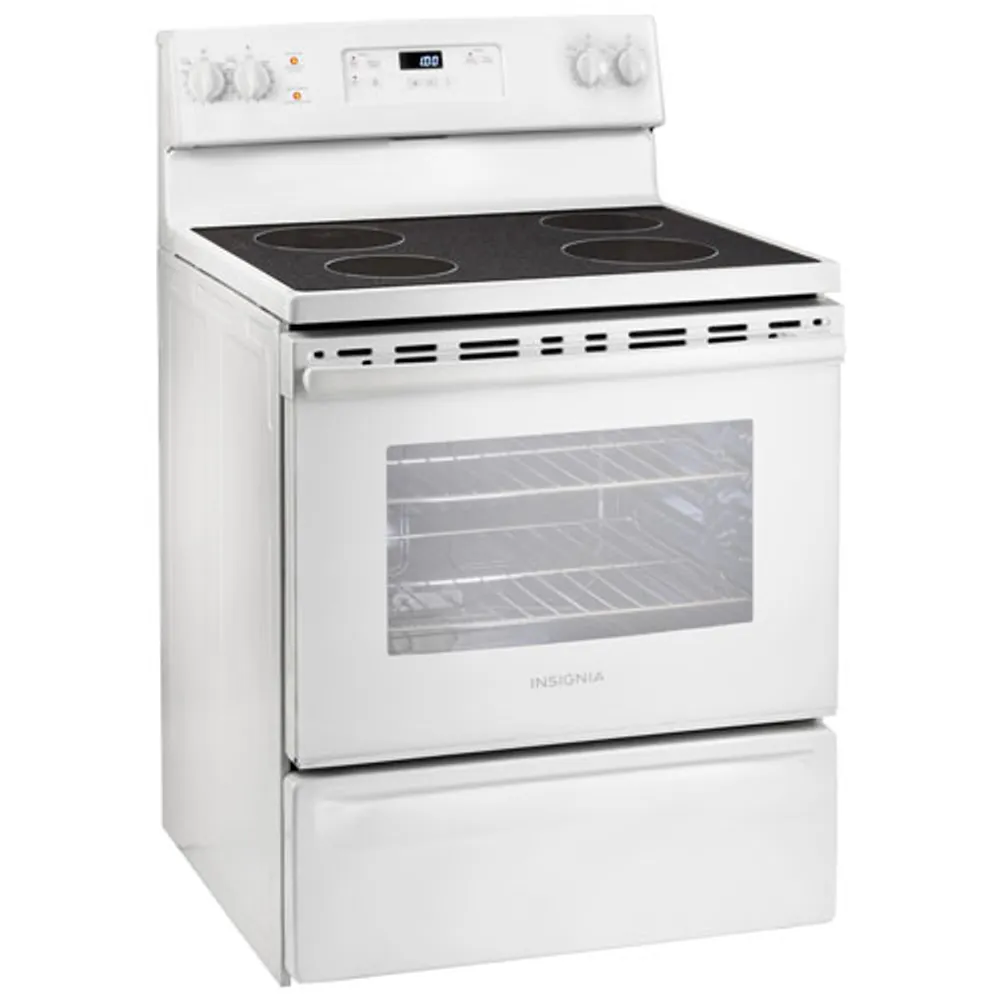 Insignia 30" 5 Cu. Ft. Electric Range (NS-RNE4BMWH9-C) - White on White - Only at Best Buy