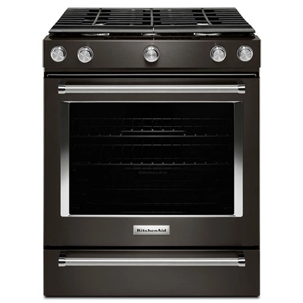 KitchenAid 30" Slide-In Gas Range (KSGG700EBS) - Black Stainless - Open Box - Perfect Condition