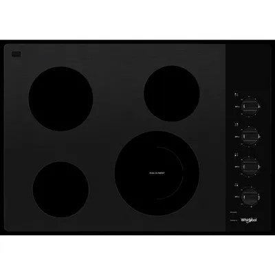 Whirlpool 30" 4-Element Electric Cooktop (WCE55US0HB) - Black