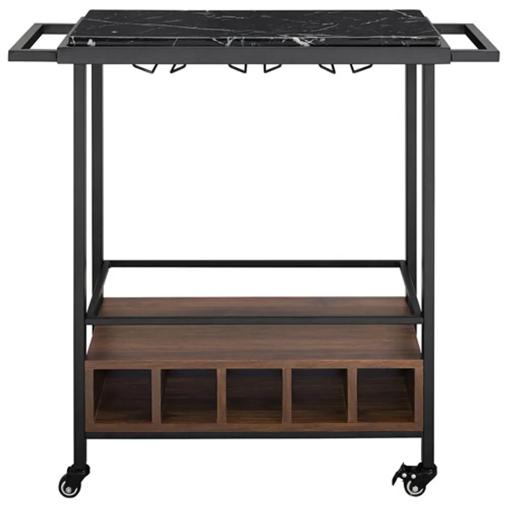 Winmoor Home Contemporary Mobile Bar Cart - Black/Dark Walnut