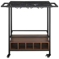 Winmoor Home Contemporary Mobile Bar Cart - Black/Dark Walnut