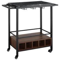 Winmoor Home Contemporary Mobile Bar Cart - Black/Dark Walnut