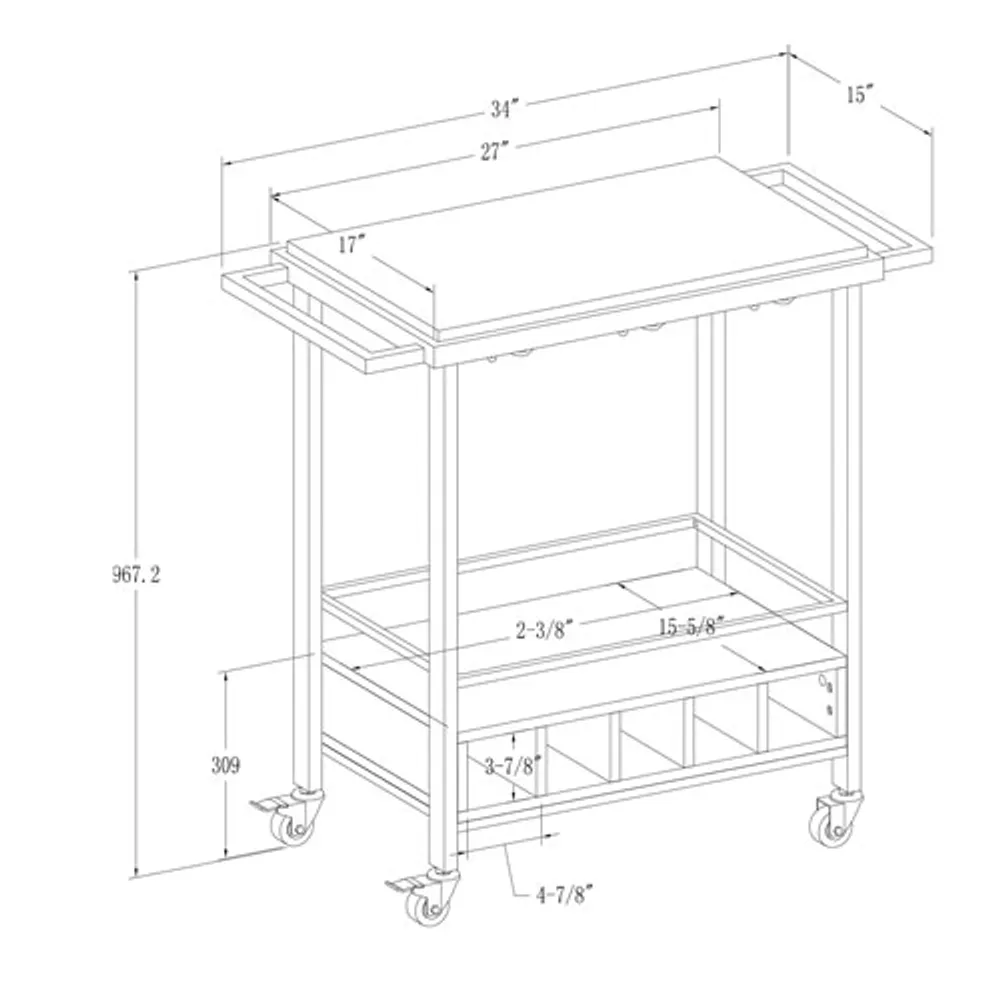 Winmoor Home Contemporary Mobile Bar Cart - Black/Dark Walnut