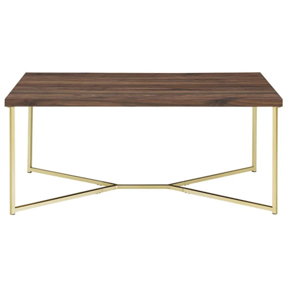 Winmoor Home Transitional Rectangular Coffee Table - Dark Walnut/Gold