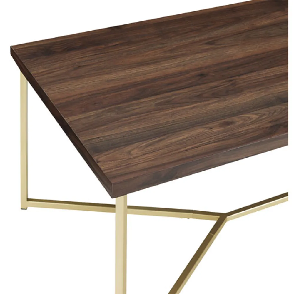 Winmoor Home Transitional Rectangular Coffee Table - Dark Walnut/Gold