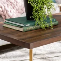 Winmoor Home Transitional Rectangular Coffee Table - Dark Walnut/Gold