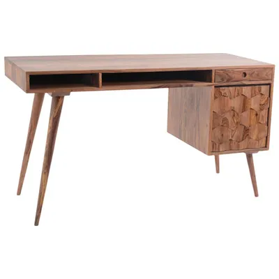 Bureau contemporain à tiroirs O2 - Bois de Sesham naturel