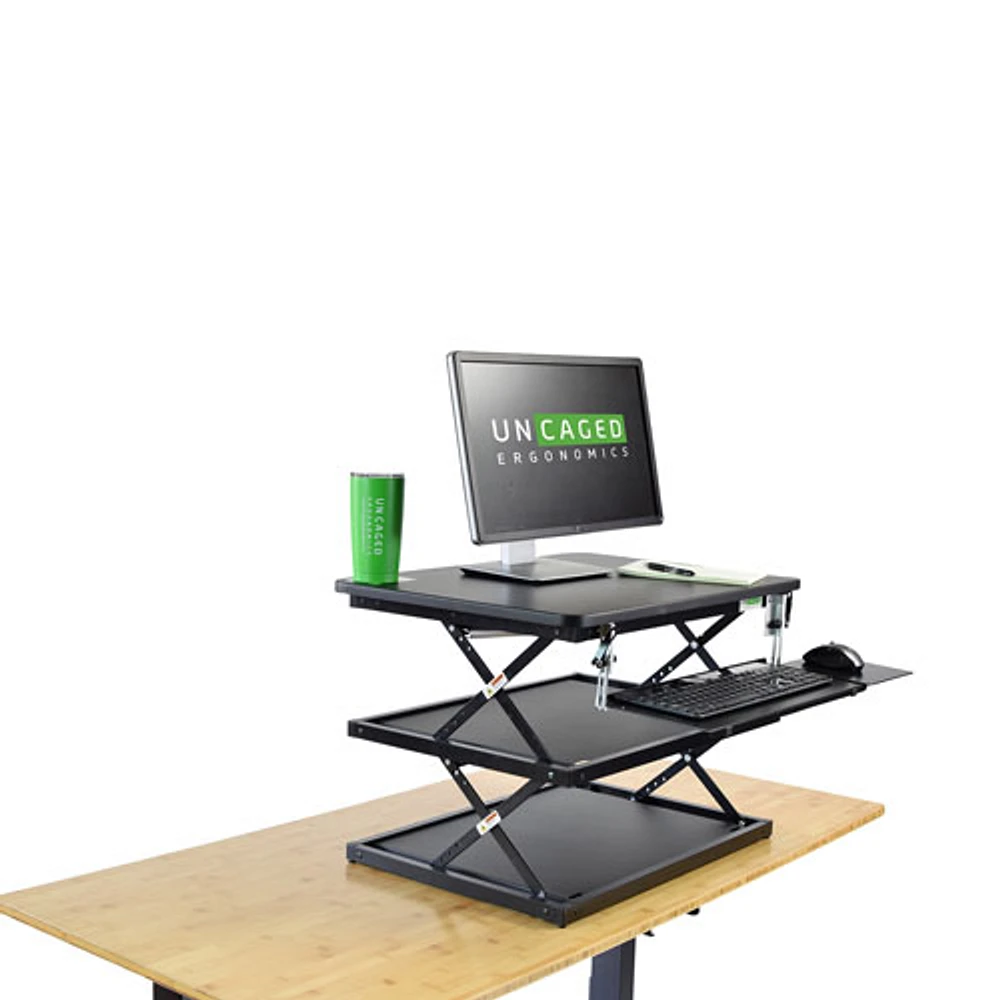 CHANGEdesk Standing Desk with Ergonomic Keyboard Tray - Black