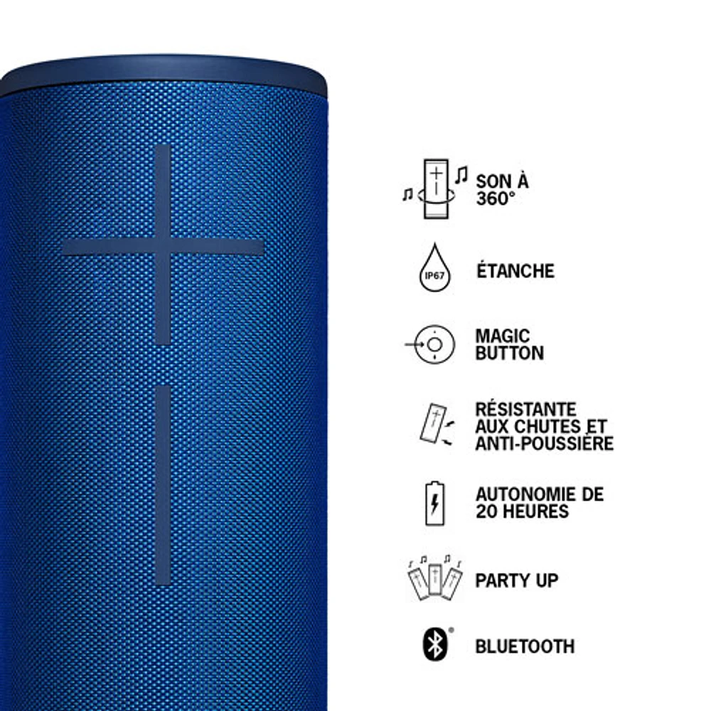 Haut-parleur sans fil Bluetooth étanche MEGABOOM 3 d'Ultimate Ears - Bleu - Exclusivité Best Buy