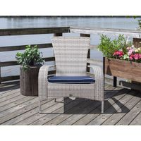 Lakeside Resin Wicker Adirondack Patio Chair with Cushion - Grey/Navy Blue - Only at Best Buy