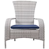 Lakeside Resin Wicker Adirondack Patio Chair with Cushion - Grey/Navy Blue - Only at Best Buy