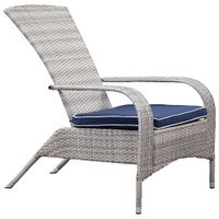 Lakeside Resin Wicker Adirondack Patio Chair with Cushion - Grey/Navy Blue - Only at Best Buy