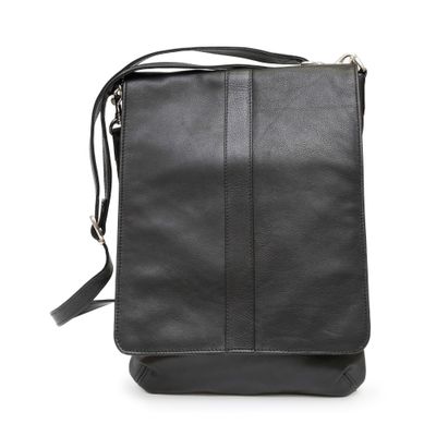 Ashlin Evan Leather Messenger Bag - Black