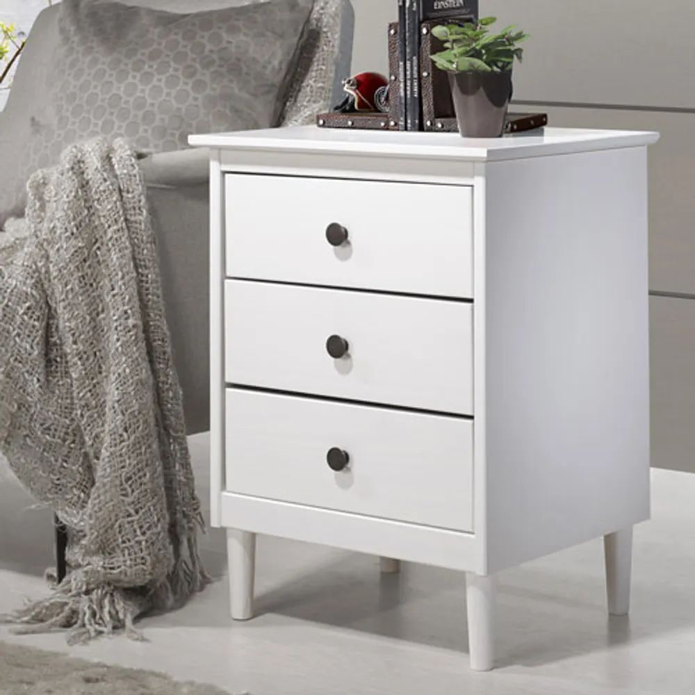 Winmoor Home Transitional 3-Drawer Nightstand - White