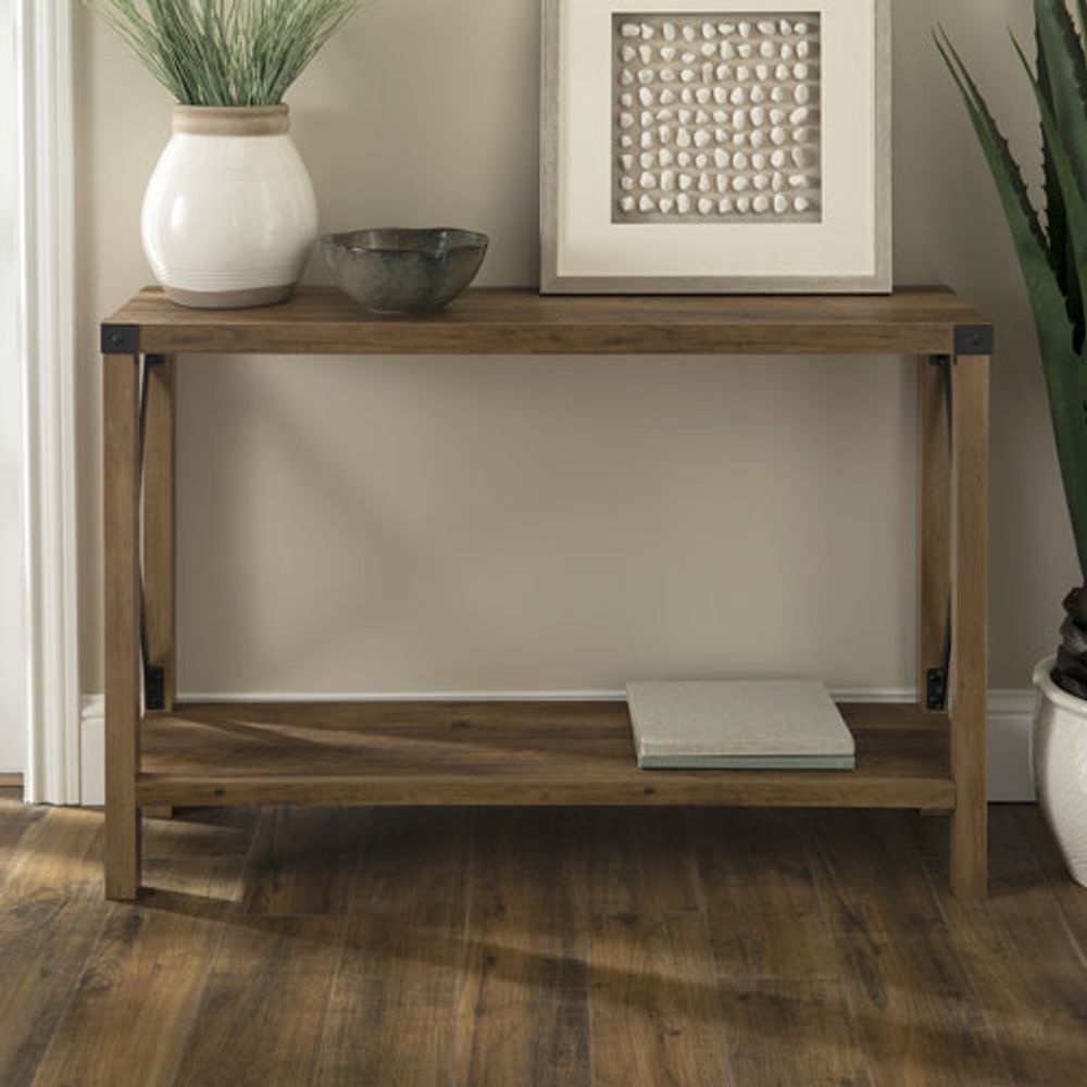 Winmoor Home Transitional Rectangular Console Table - Rustic Oak