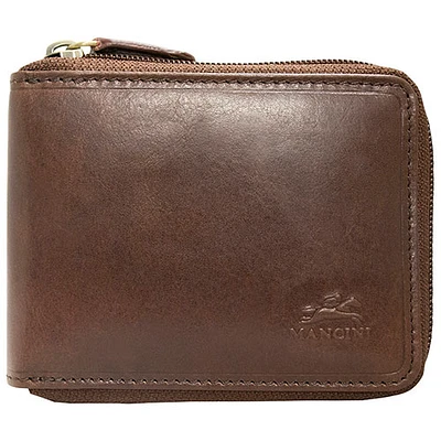 Mancini Boulder Zip-Around RFID Leather Bi-fold Wallet - Brown (18-159)