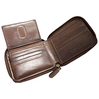 Mancini Boulder Zip-Around RFID Leather Bi-fold Wallet - Brown (18-159)