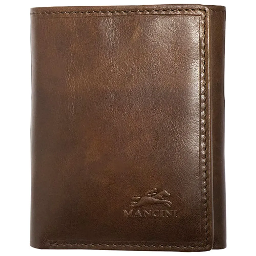 Mancini Boulder RFID Leather Tri-fold Wallet - Brown (18-162)