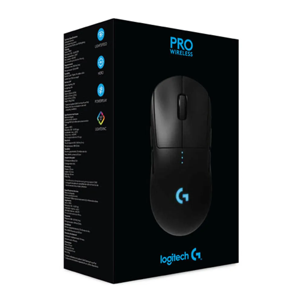 Souris de jeu optique légère sans fil de 25 600 ppp PRO de Logitech G - Noir