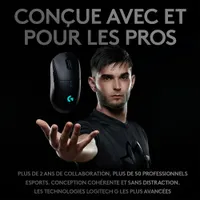 Souris de jeu optique légère sans fil de 25 600 ppp PRO de Logitech G - Noir