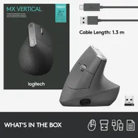 Souris optique sans fil ergonomique MX Vertical de Logitech - Noir