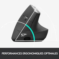 Souris optique sans fil ergonomique MX Vertical de Logitech - Noir