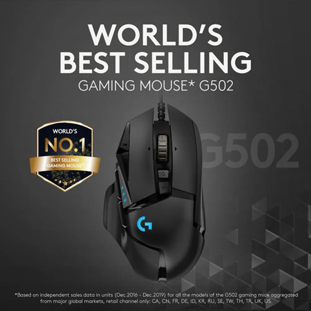 Logitech G502 Hero 25600 DPI Optical Gaming Mouse - Black