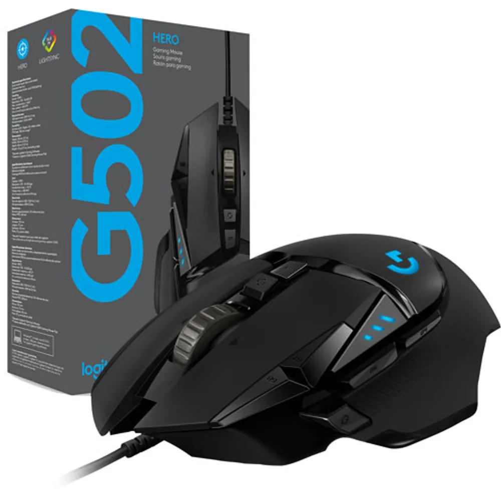 Souris de jeu optique de 25600 ppp G502 Hero de Logitech - Noir