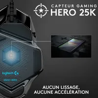 Souris de jeu optique de 25600 ppp G502 Hero de Logitech - Noir