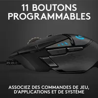 Souris de jeu optique de 25600 ppp G502 Hero de Logitech - Noir