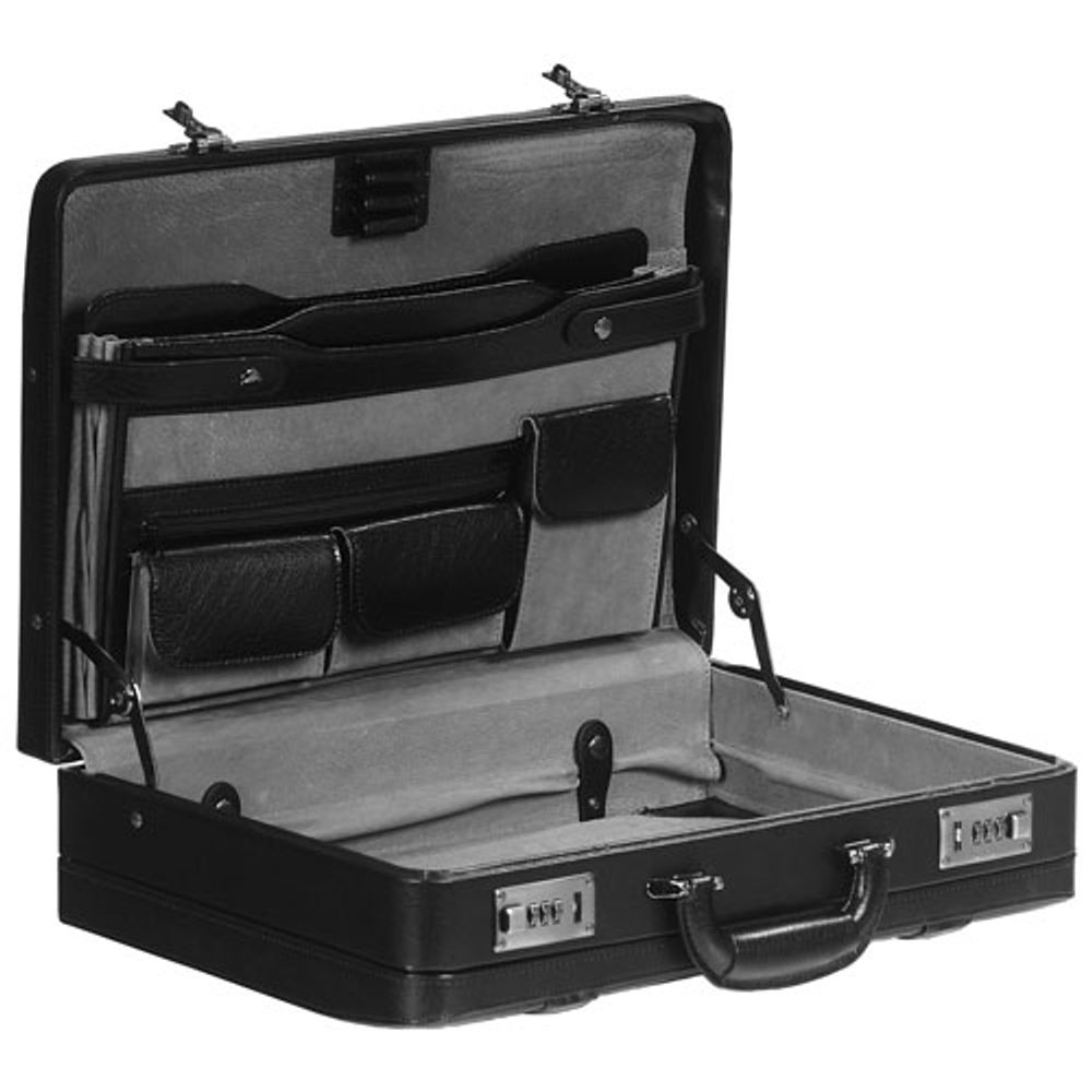 Mancini Business Leather Attache Case - Black (86460)