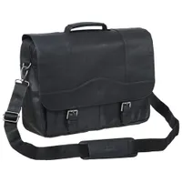 Mallette en cuir Buffalo de Mancini pour portable de 15,6 po - Noir (99-5465)
