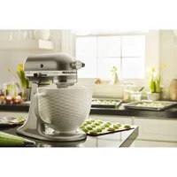 KitchenAid 5Qt Embossed Ceramic Stand Mixer Bowl – White Chocolate