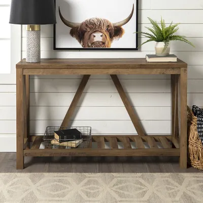 Winmoor Home Transitional Rectangular Console Table - Rustic Oak