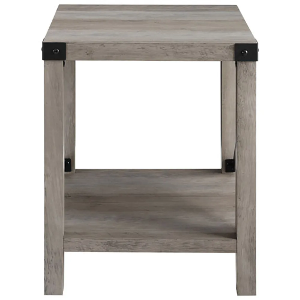 Winmoor Home Urban Square End Table wiith Metal Accents - Grey Wash