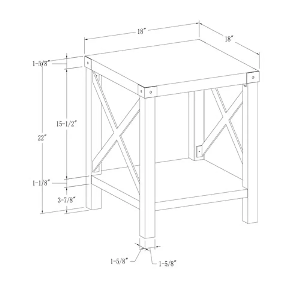 Winmoor Home Urban Square End Table wiith Metal Accents - Grey Wash