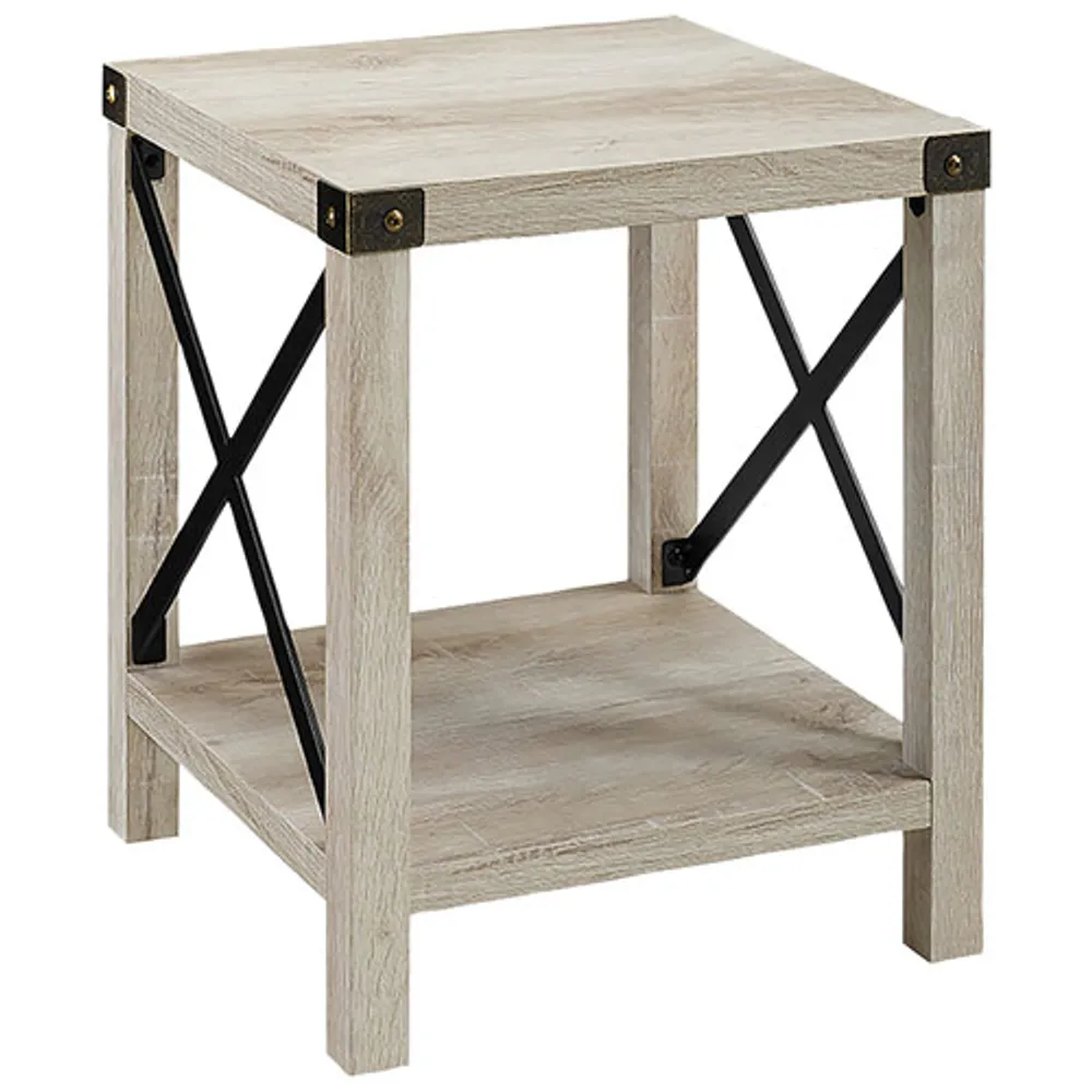 Winmoor Home Transitional Square End Table With Metal Accents - White Oak