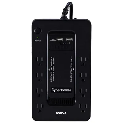 CyberPower 650VA UPS Battery Backup (SX650U-FC) - Black
