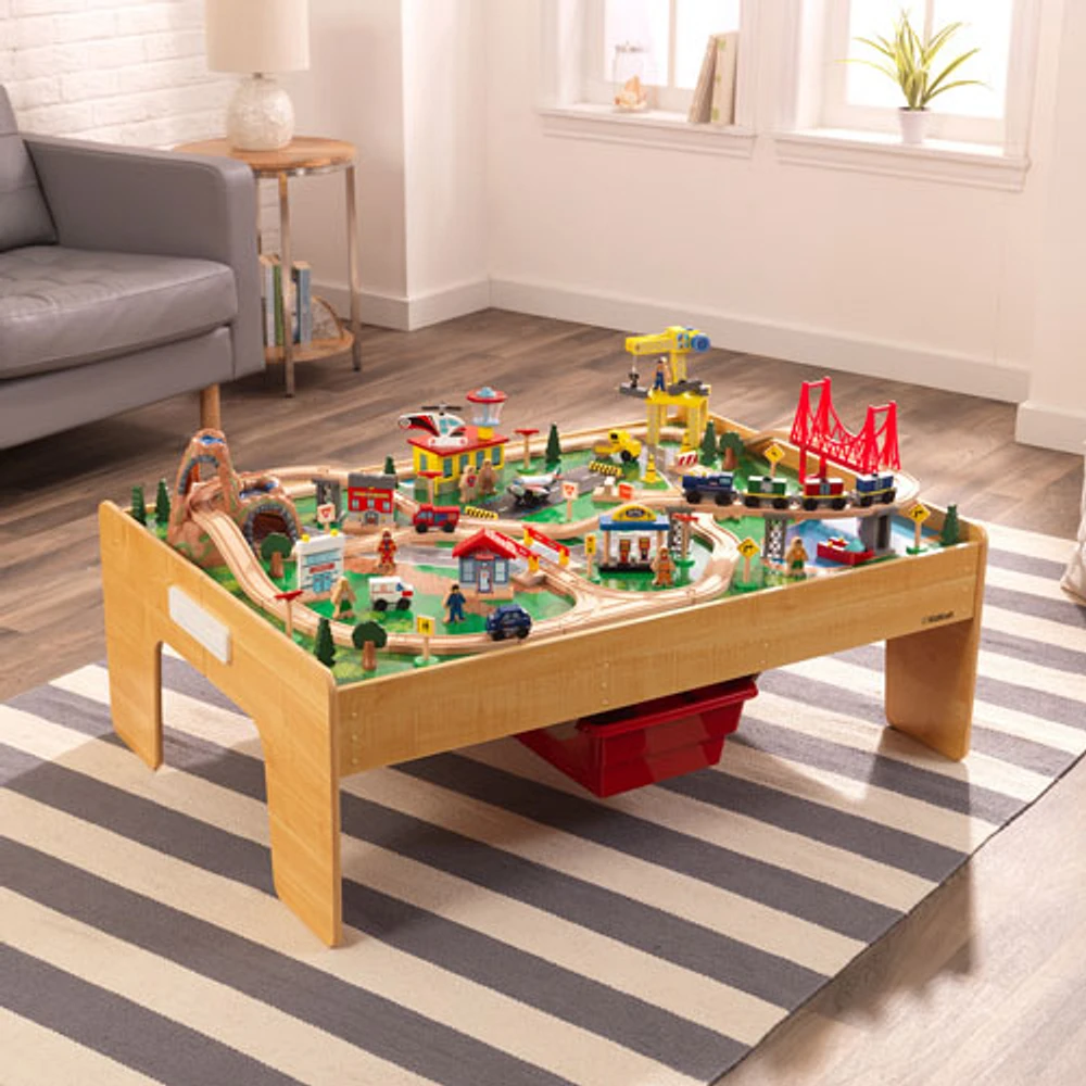 KidKraft EZ Assembly Adventure Town Railway Train Set & Table