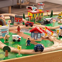 KidKraft EZ Assembly Adventure Town Railway Train Set & Table