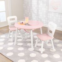 KidKraft Round Storage Table and Chair Set - Pink/White