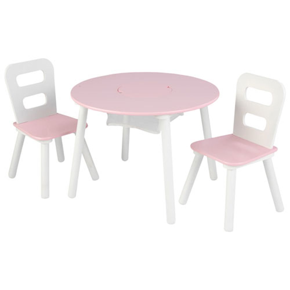 KidKraft Round Storage Table and Chair Set - Pink/White