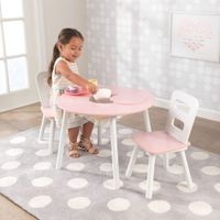 KidKraft Round Storage Table and Chair Set - Pink/White