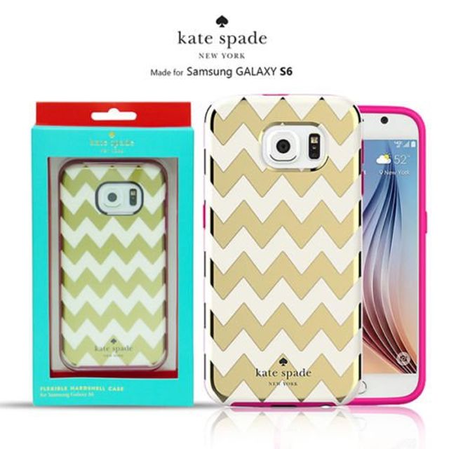 Kate Spade Hybrid Hardshell Case for Samsung Galaxy S6 - Chevron Cream Gold  | Bramalea City Centre