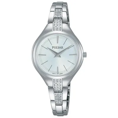 Pulsar 28mm Women's Fashion Watch with Swarovski Crystals - Silver/White