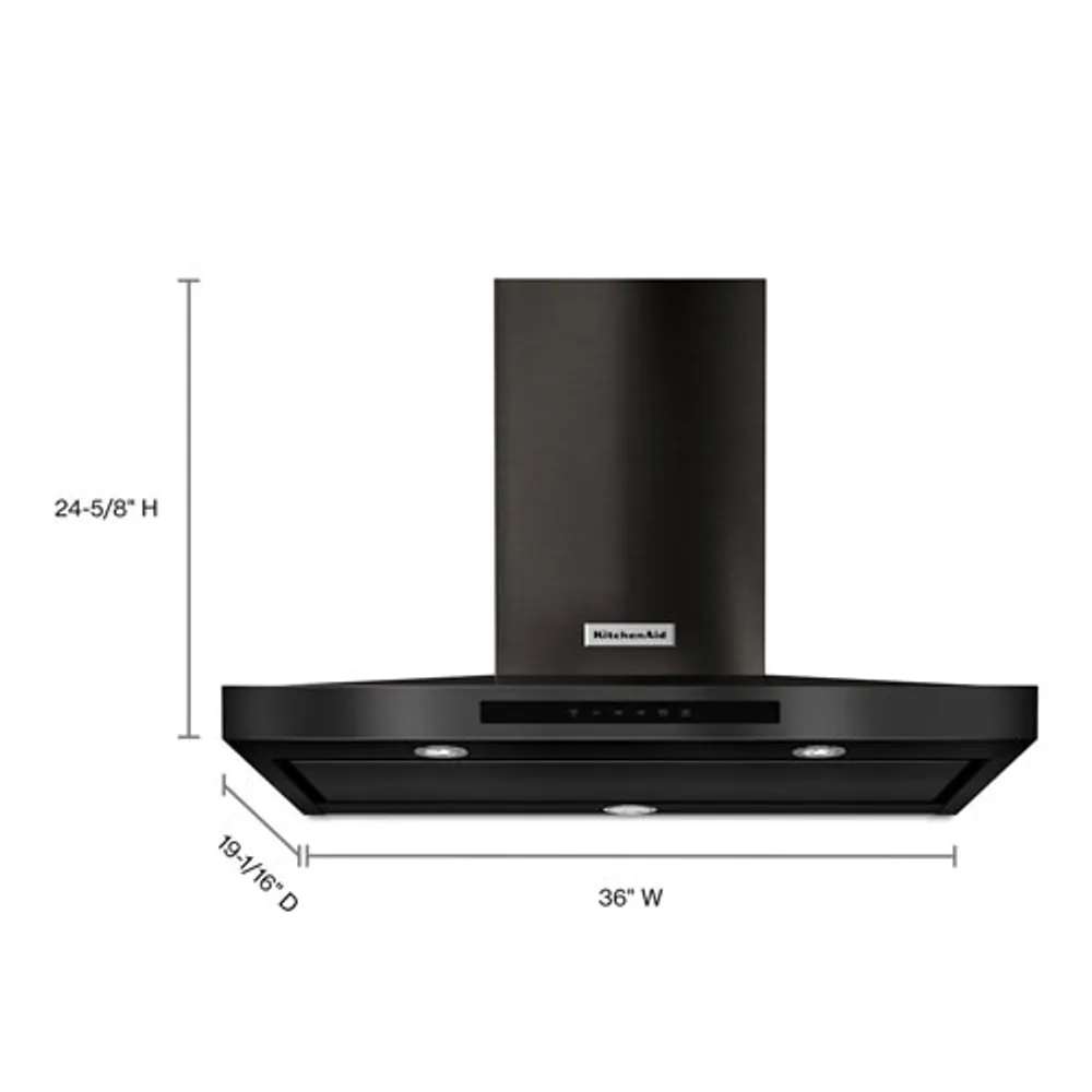 KitchenAid 36" Wall Mount Range Hood (KVWB606HBS) - Black Stainless