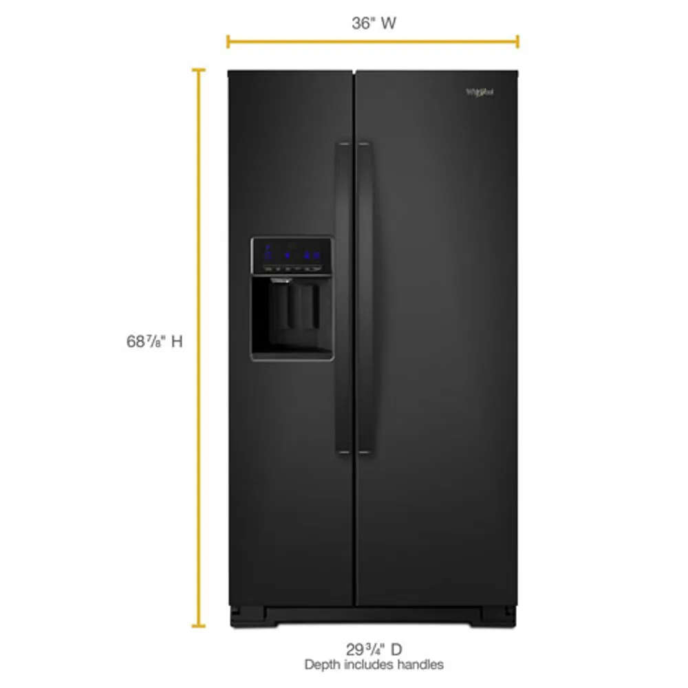 Whirlpool 36" 20.6 Cu. Ft. Counter-Depth Side-By-Side Refrigerator w/ Ice Dispenser (WRS571CIHB) - Black