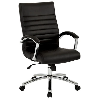 Work Smart FL Mid-Back Faux Leather Executive Chair - Black