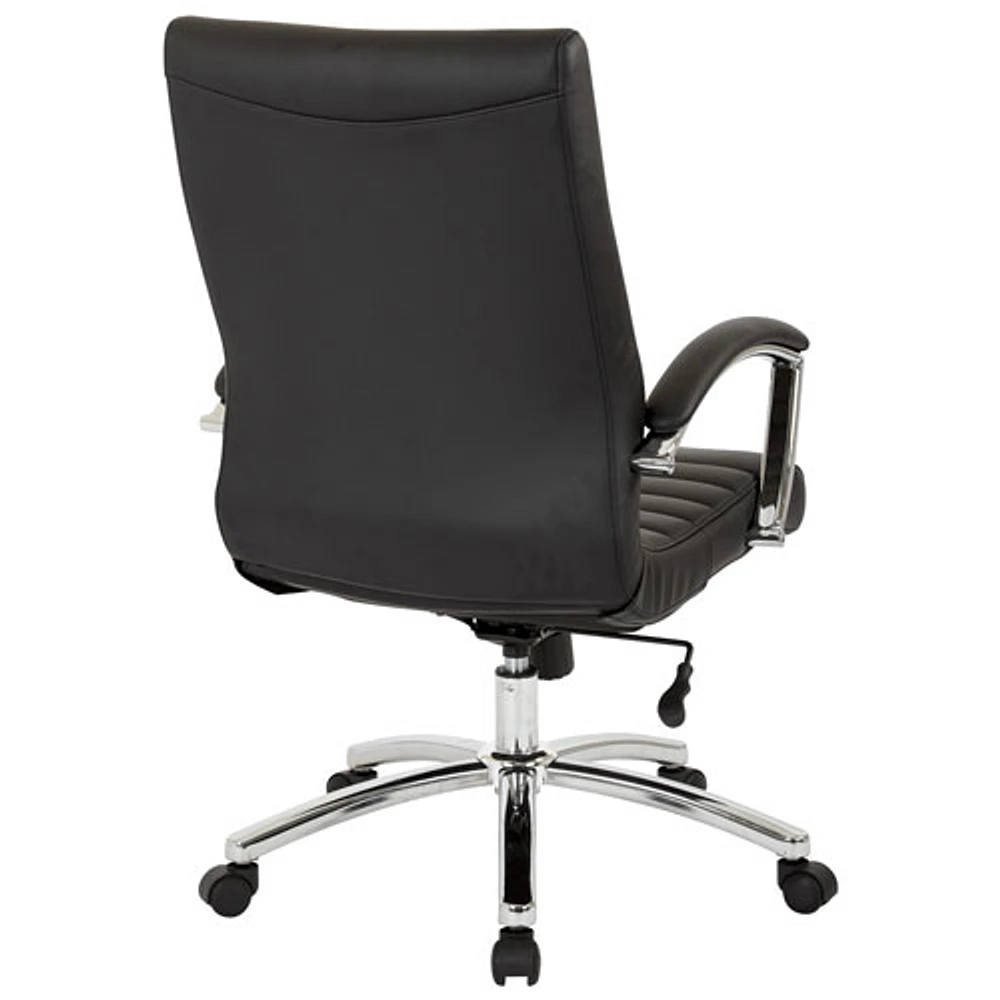 Work Smart FL Mid-Back Faux Leather Executive Chair - Black